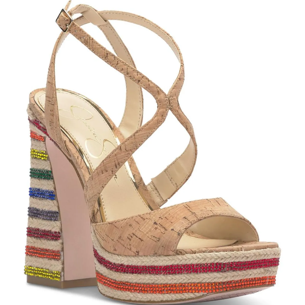 Dosia Embellished Faux Leather Platform Sandals