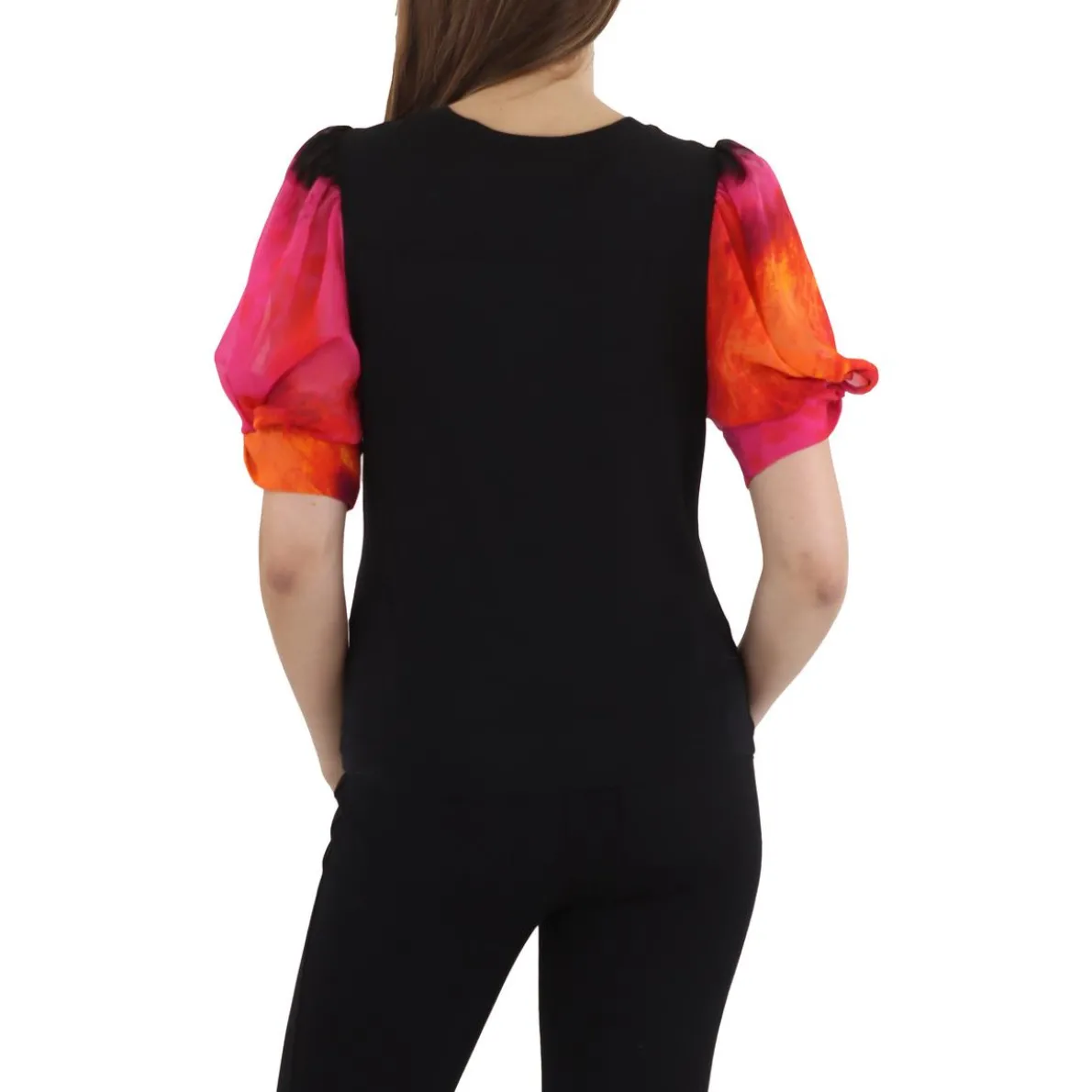 Mixed Media Metallic Pullover Top