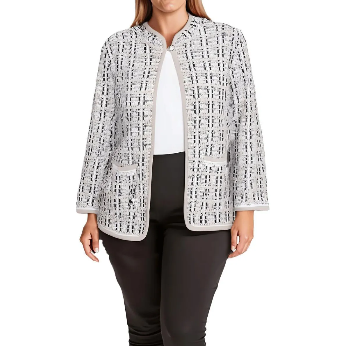 Petites Contrast Trim Knit Cardigan Sweater