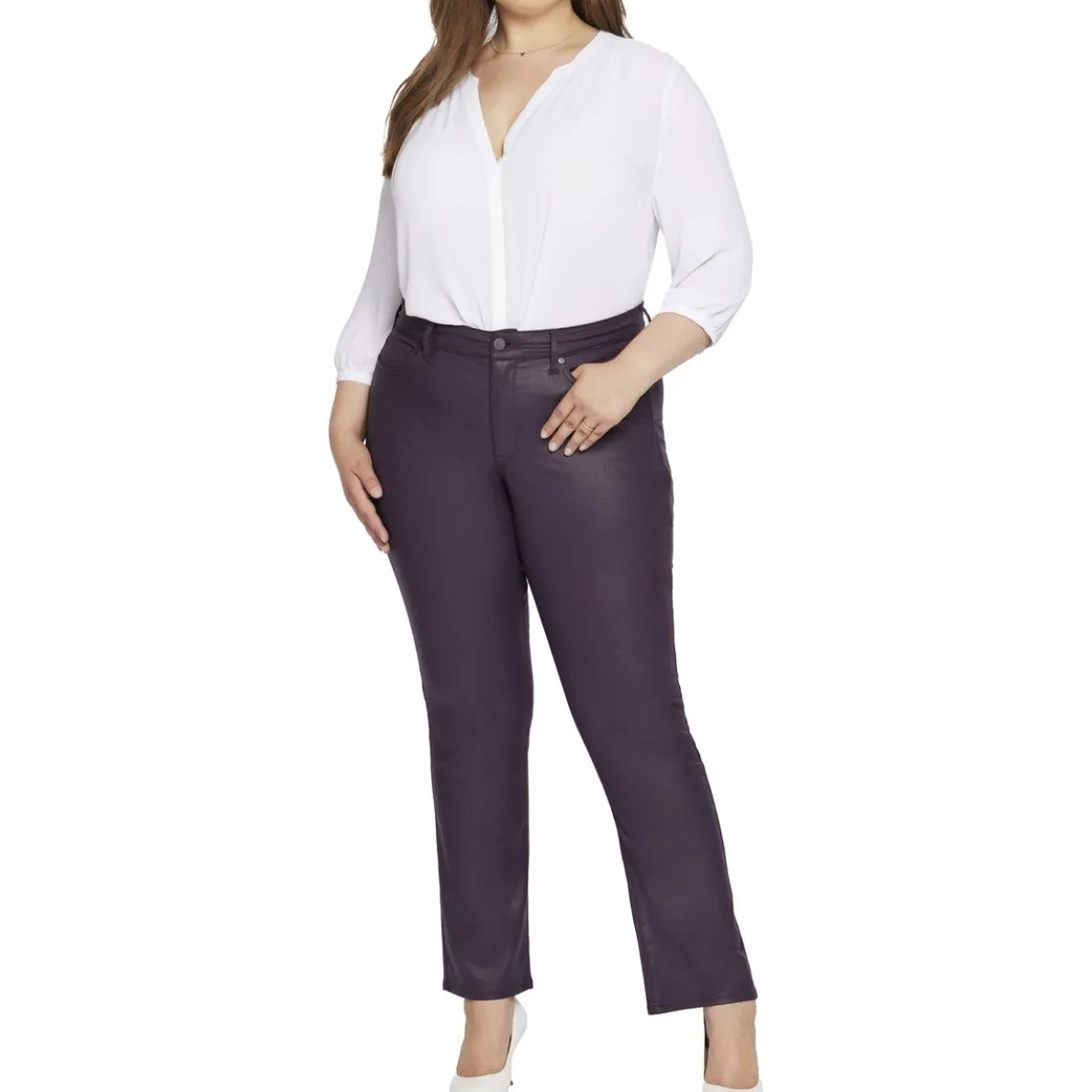 Plus Marilyn Uplift Coated Denim Straight Leg Jeans