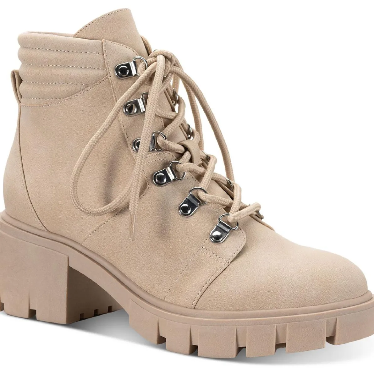 Ruthee Faux Leather Round Toe Ankle Boots