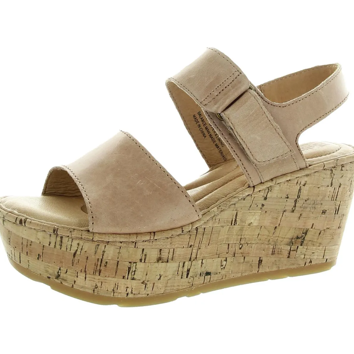 Cork Leather Wedge Sandals