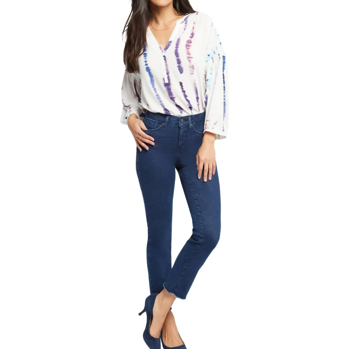 Sheri Frayed Hem Denim Slim Jeans