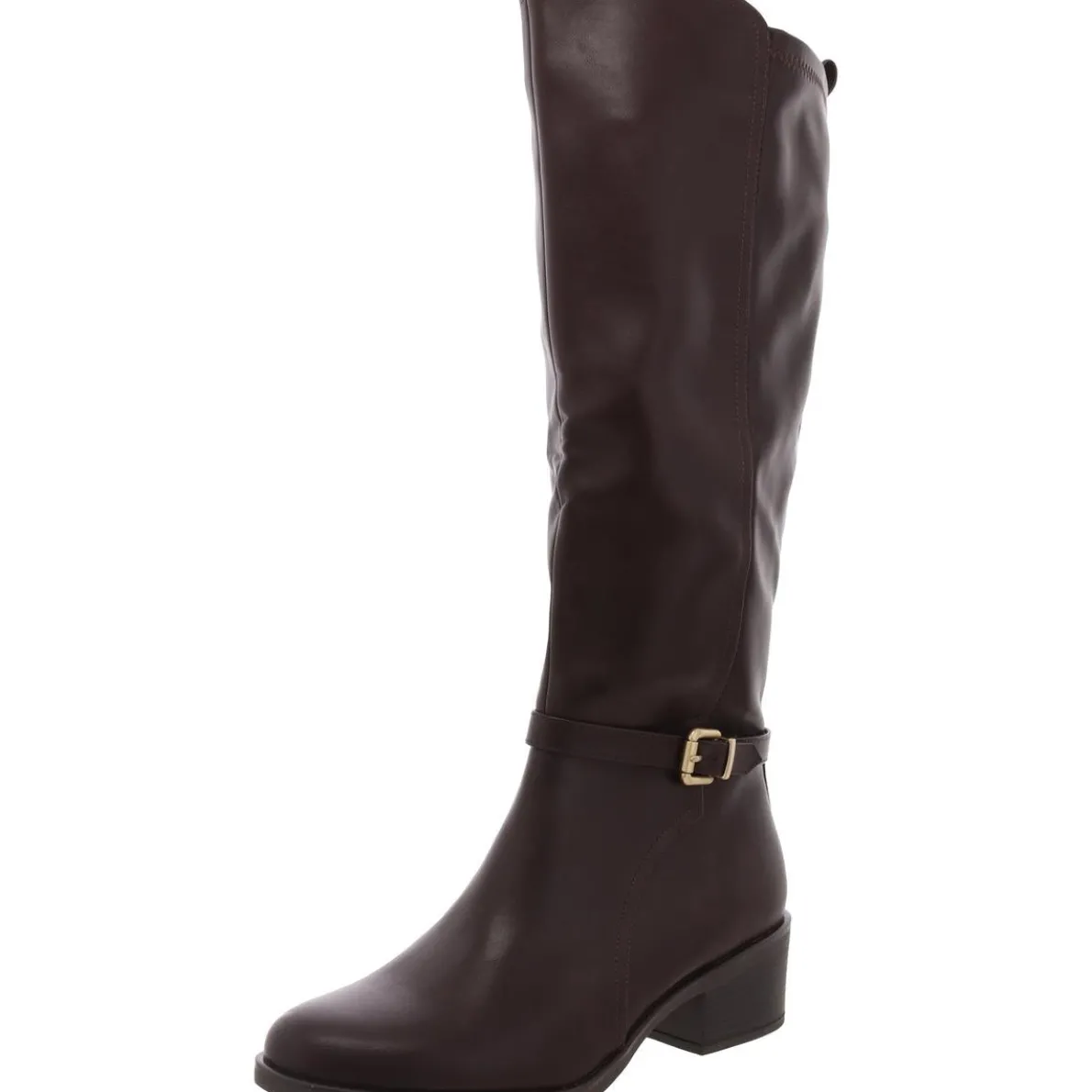 Custard Buckle Leather Knee-High Boots