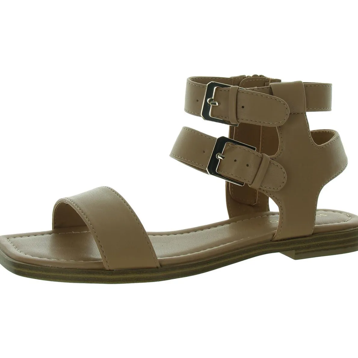 MONAACO Faux Leater Zipper Flatform Sandals