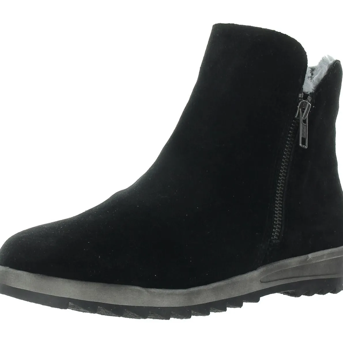 Double Zipper Suede Ankle Boots