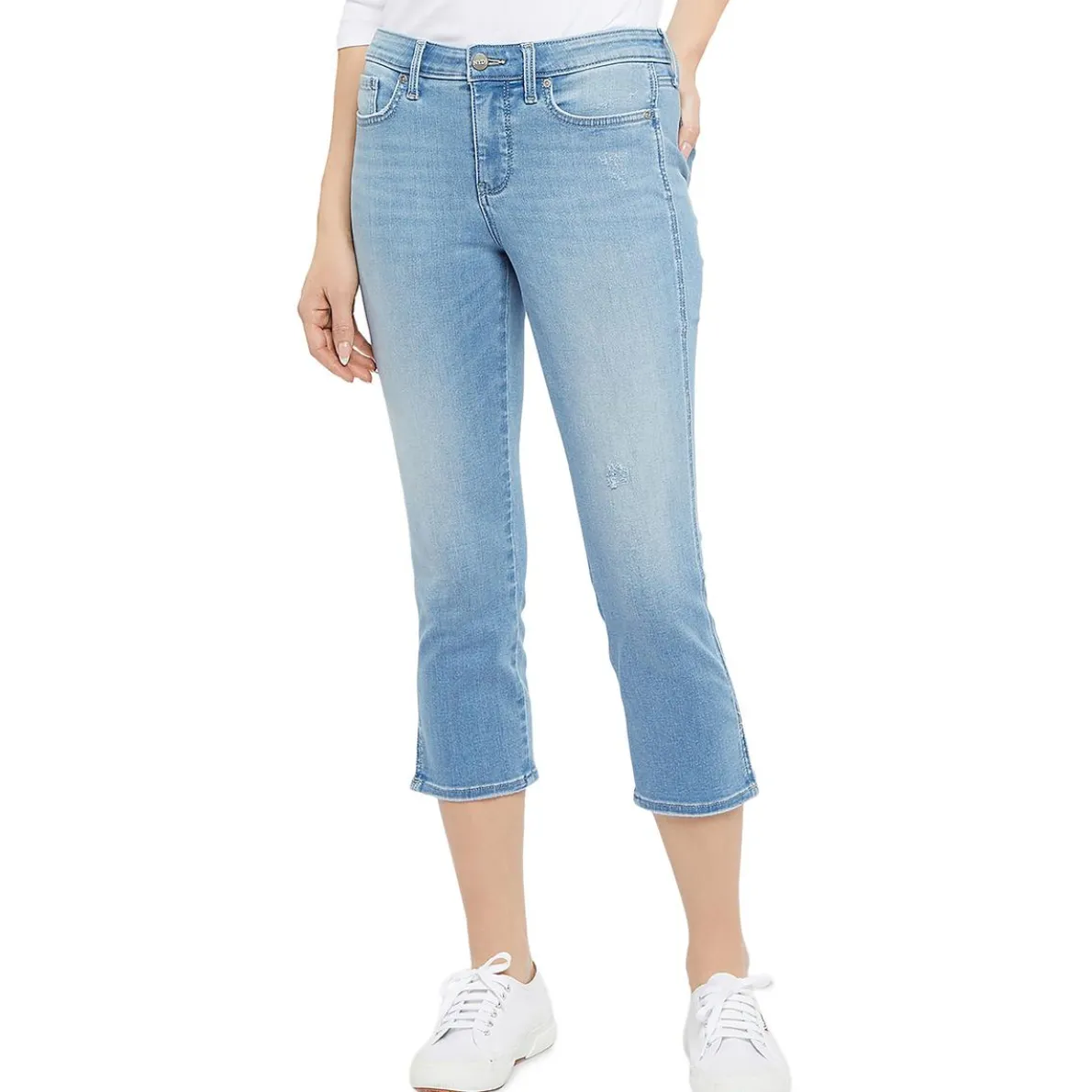 Chloe Mid Rise Split Hem Capri Jeans