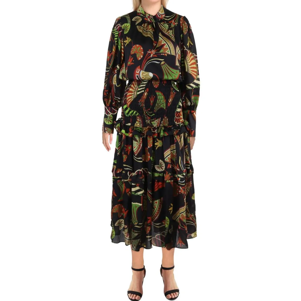 Printed Ruffled Maxi Dress