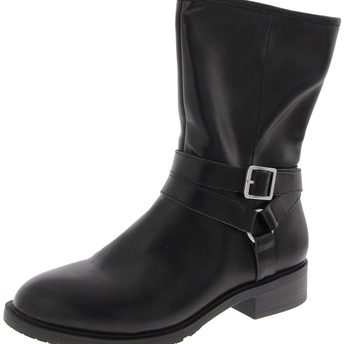 Valeriee Faux Leather Solid Mid-Calf Boots
