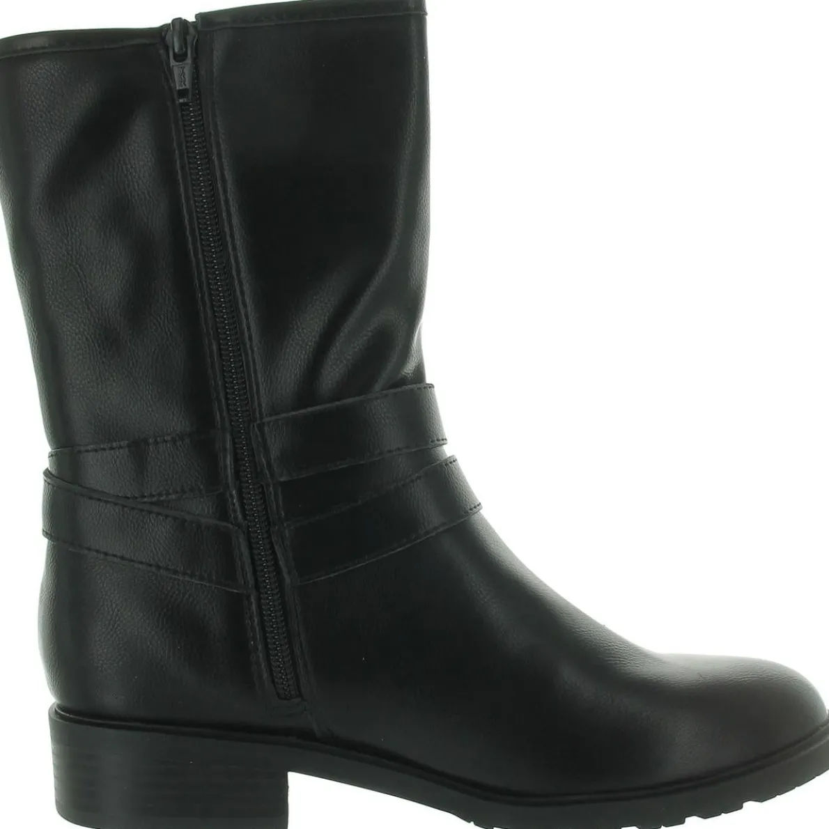 Valeriee Faux Leather Solid Mid-Calf Boots