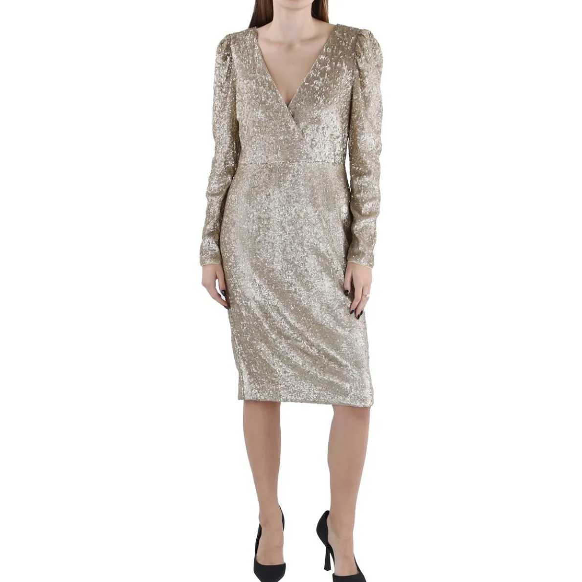 Surplice Knee-Length Cocktail And Party Dress