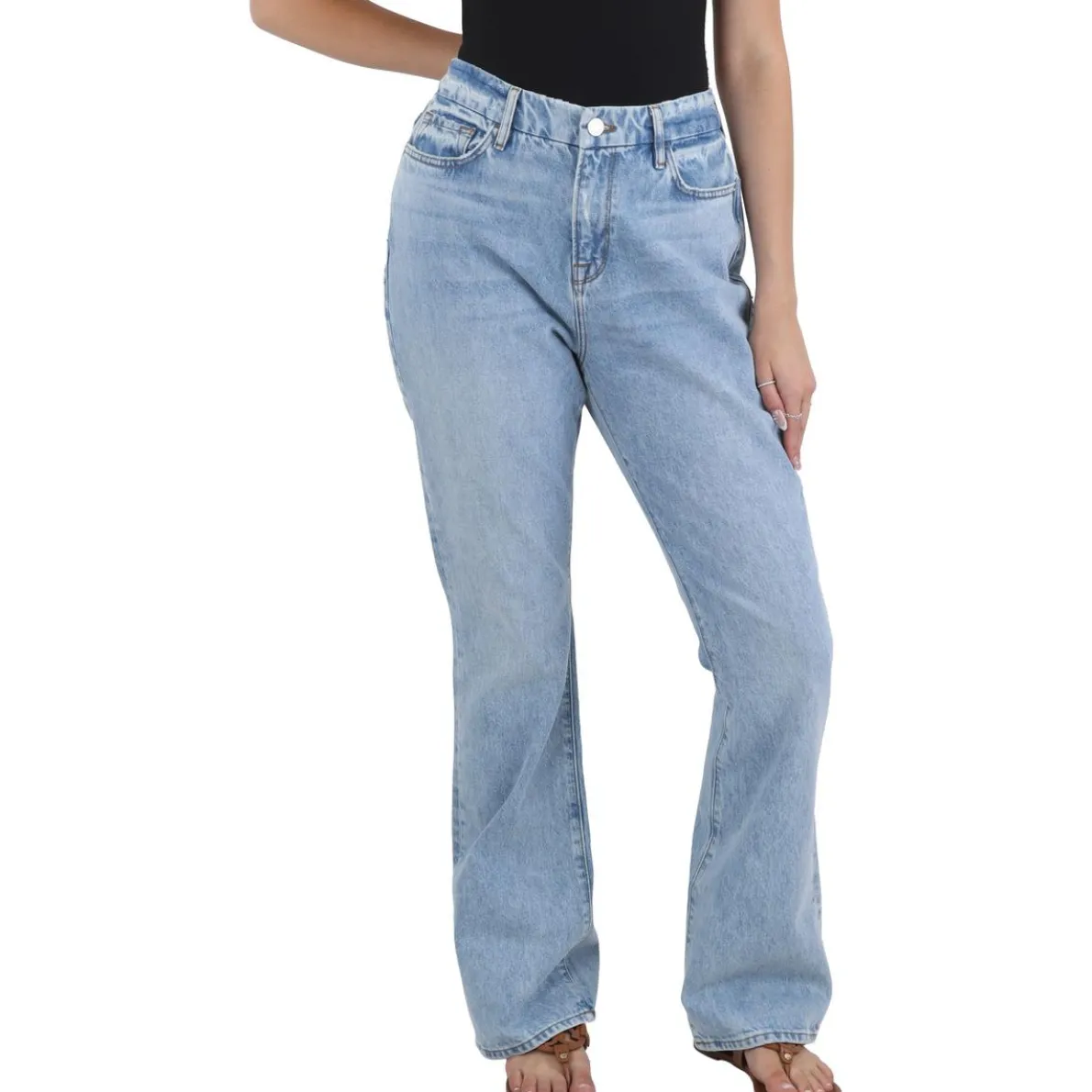 Distressed Denim Bootcut Jeans