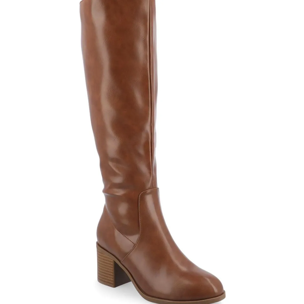 Romilly Faux Leather Stacked Heel Knee-High Boots