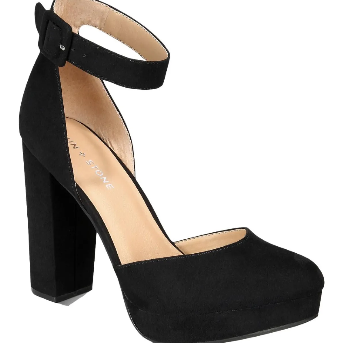 Estrella Microsuede Ankle Strap Dress Heels