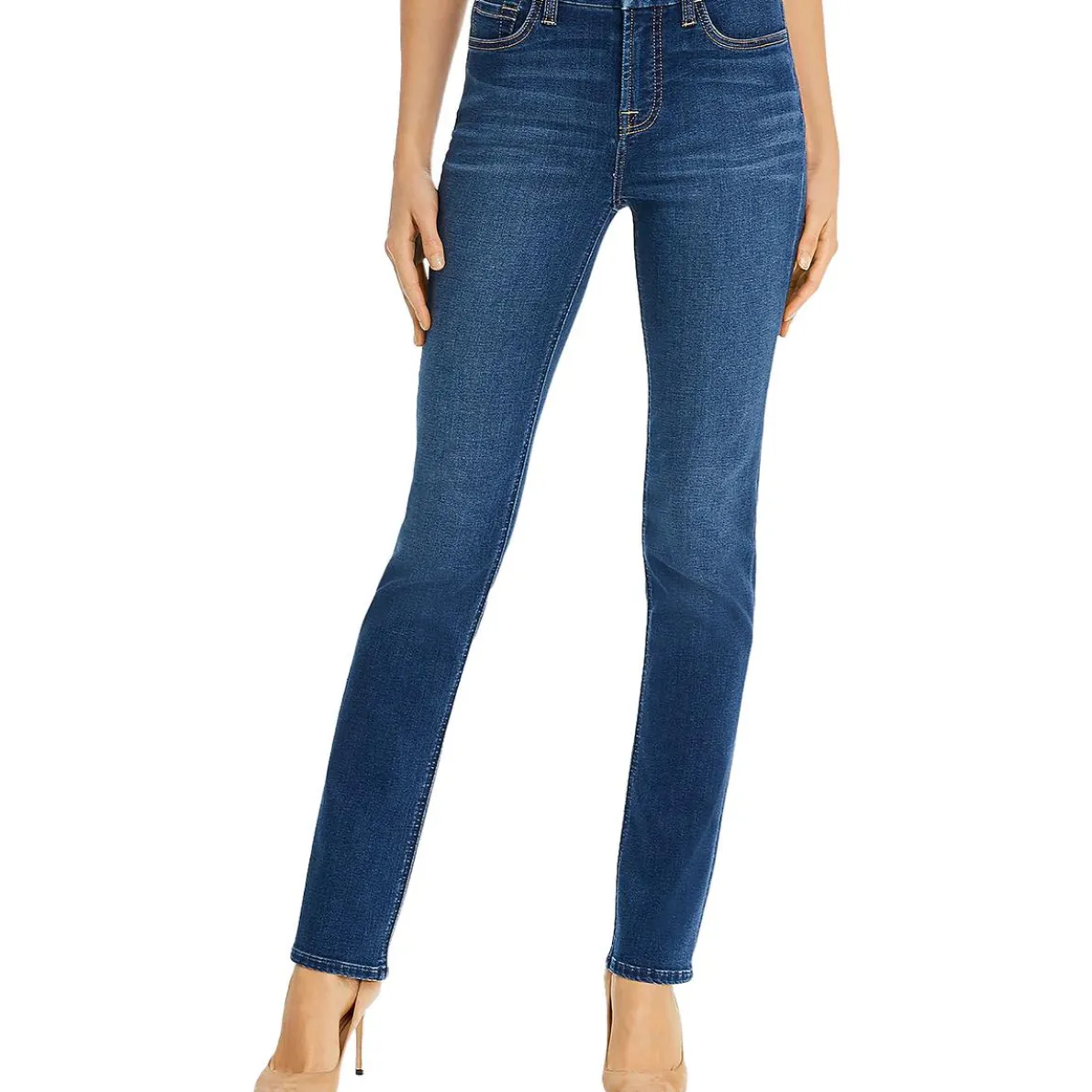 Mid-Rise Denim Straight Leg Jeans