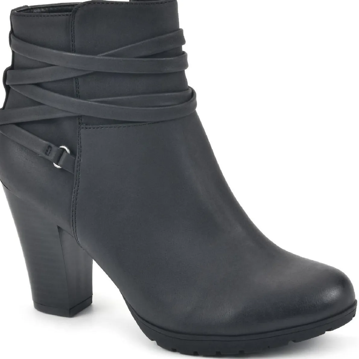 Spade Strappy Almond Toe Ankle Boots