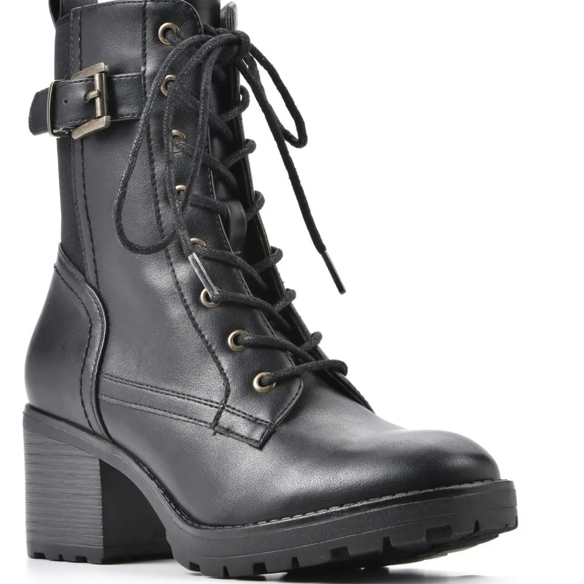 Bradley Faux Leather Ankle Combat & Lace-up Boots