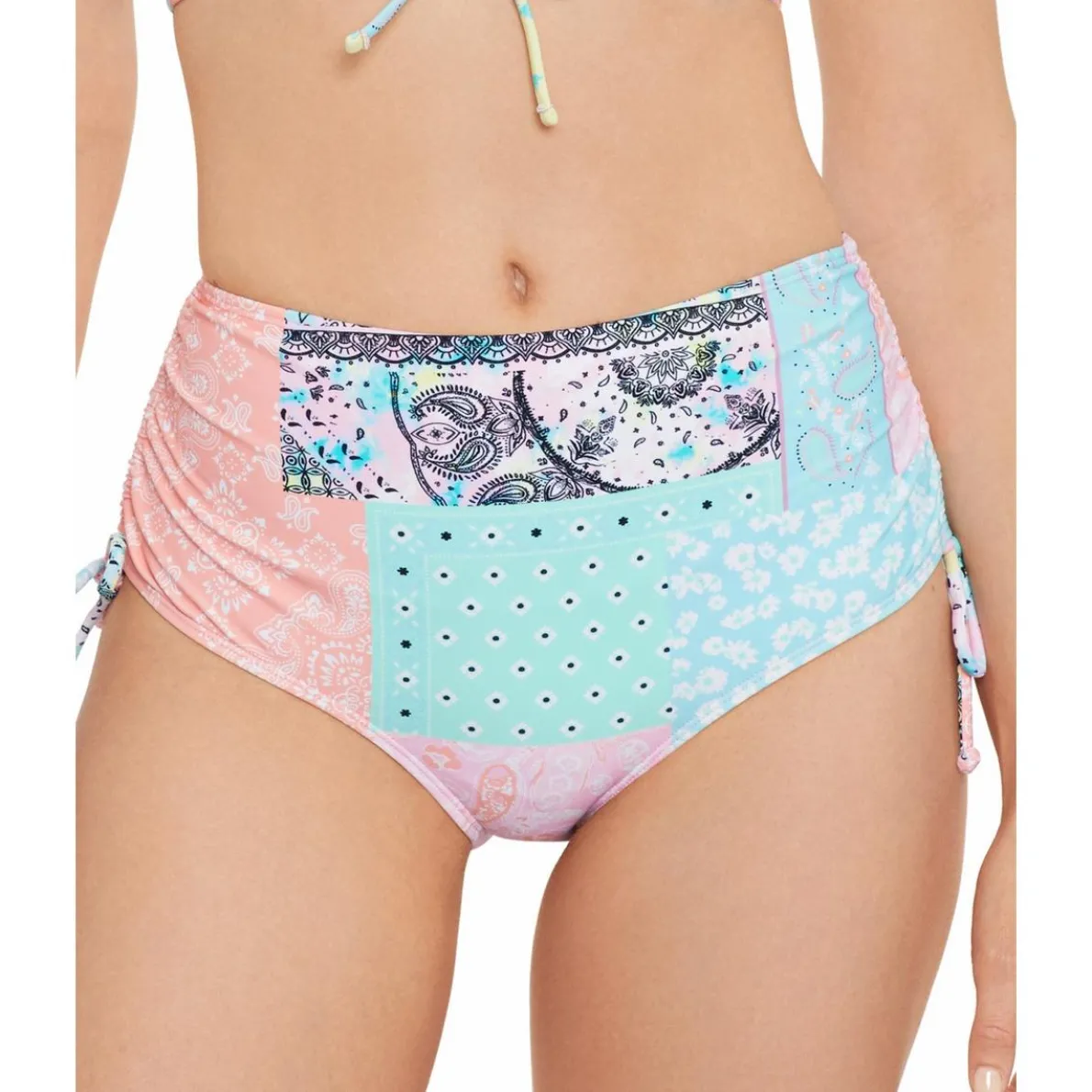 Juniors High Waist Printed Swim Bottom Separates