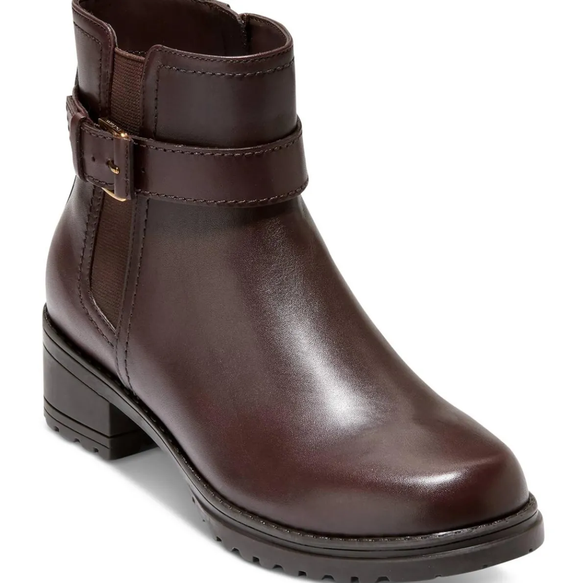 Catherine Buckle Faux Leather Ankle Boots