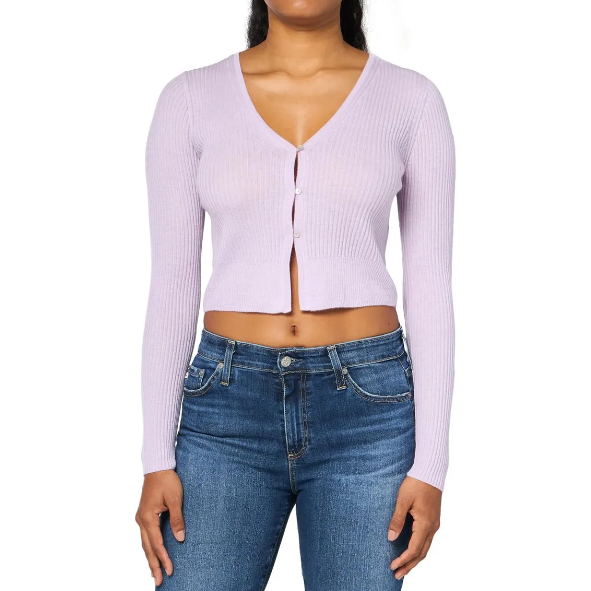 Croppped V-Neck Cardigan Sweater