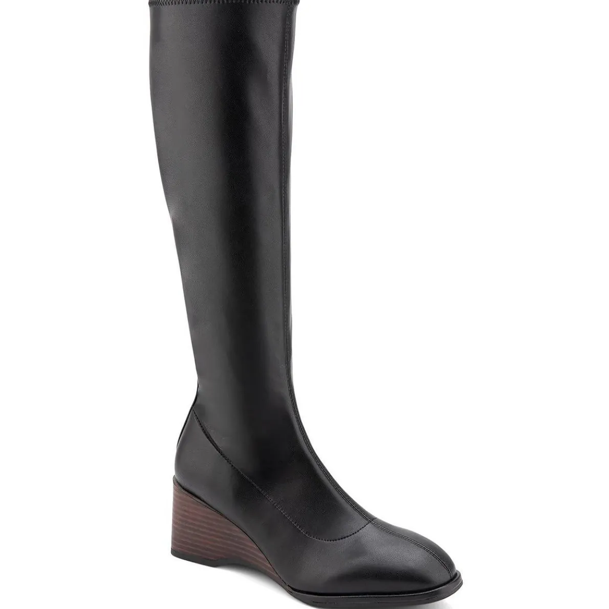 Angela Zipper Faux Leather Knee-High Boots
