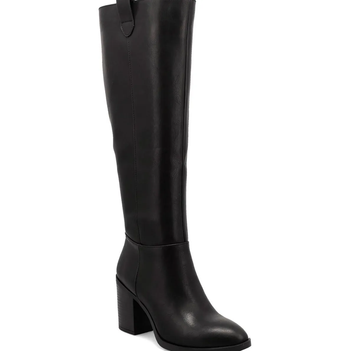 HADLEY Block Heel Faux Leather Knee-High Boots
