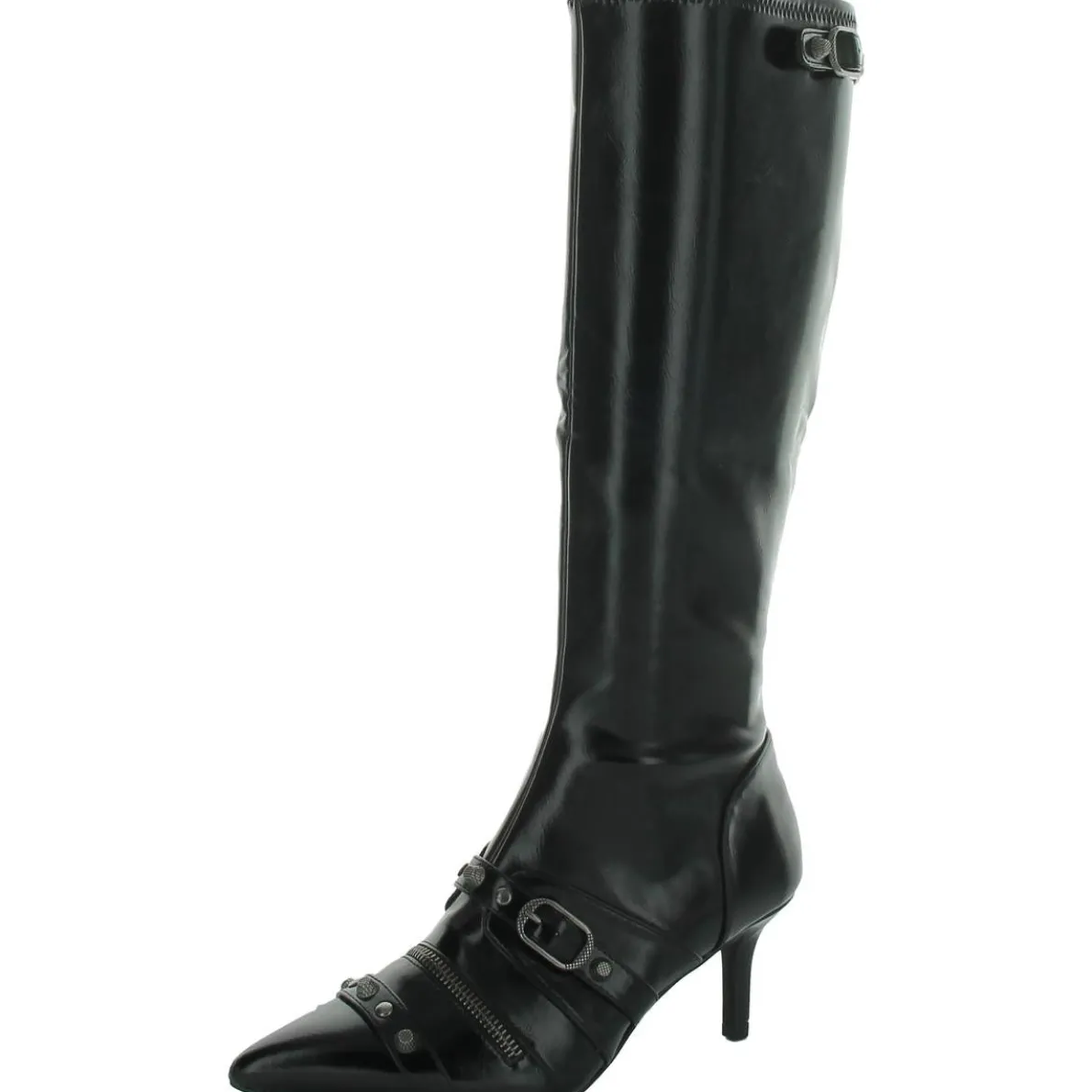 Monro Faux Leather Heeled Knee-High Boots