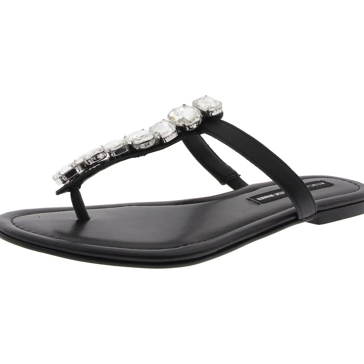 Faux Leather T-Strap Thong Sandals