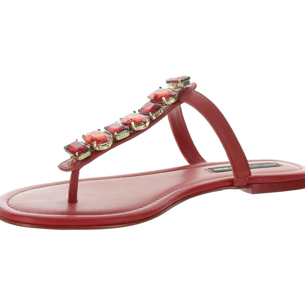 Faux Leather T-Strap Thong Sandals