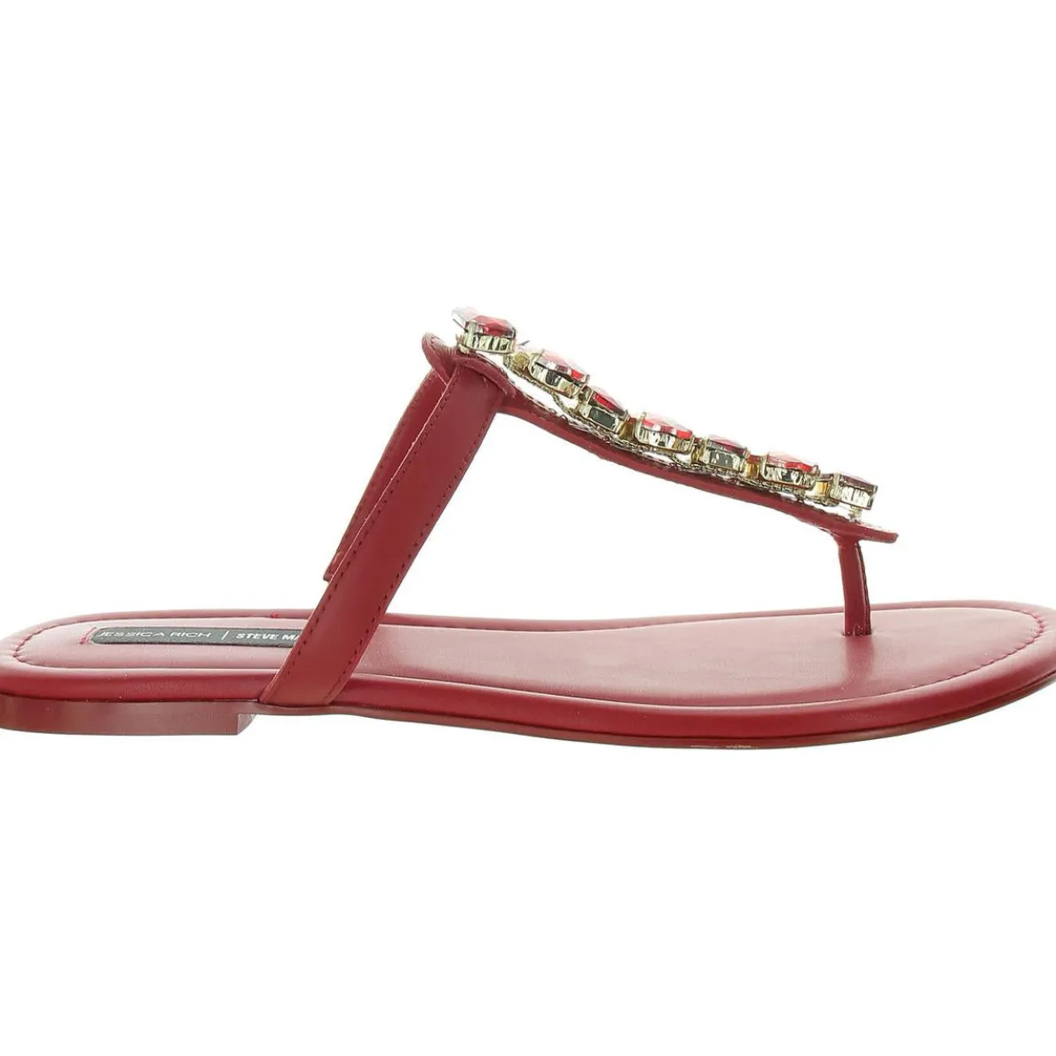 Faux Leather T-Strap Thong Sandals