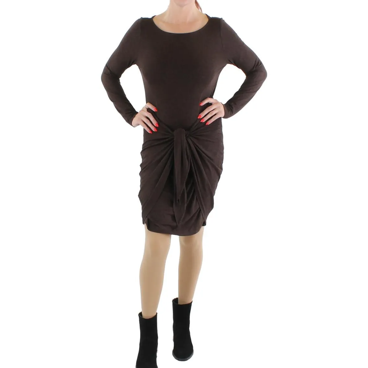 Heathered Tie Waist Sheath Dress