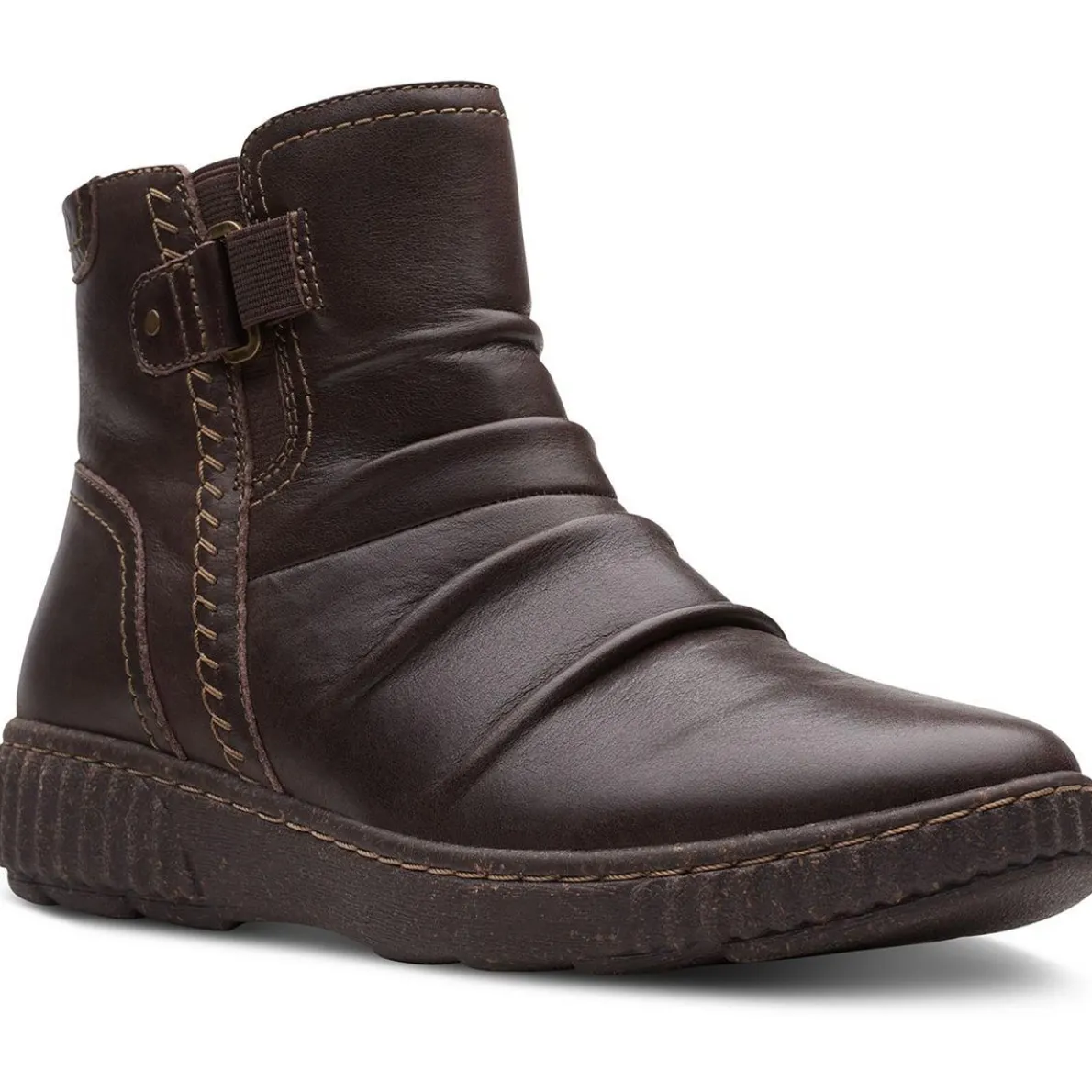 Caroline Orchid Leather Ruched Booties