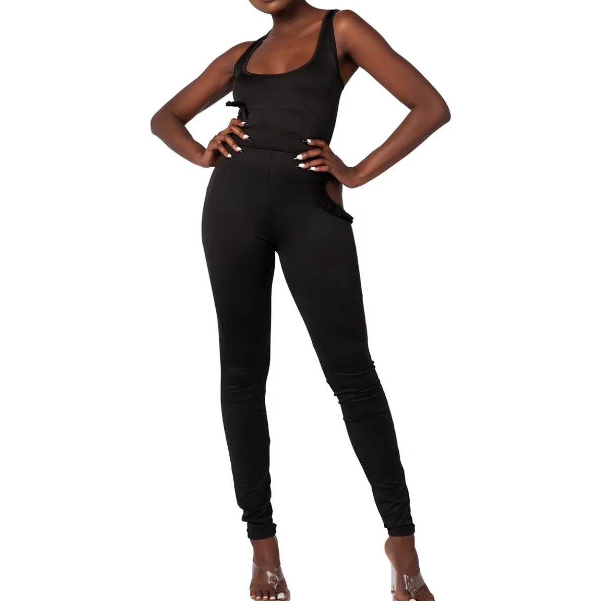 Juniors Ruffled-Cutout Tank Top Tank Crop Cropped