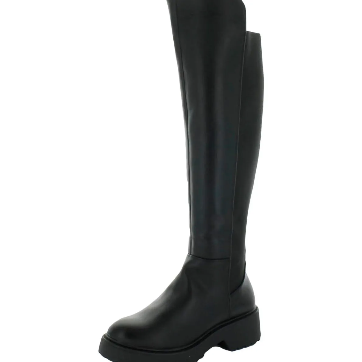 Callback Faux Leather Round Toe Knee-High Boots