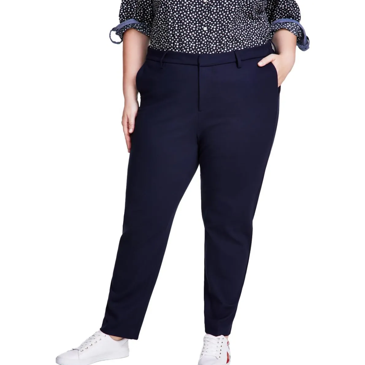 Plus Ponte High Rise Straight Leg Pants