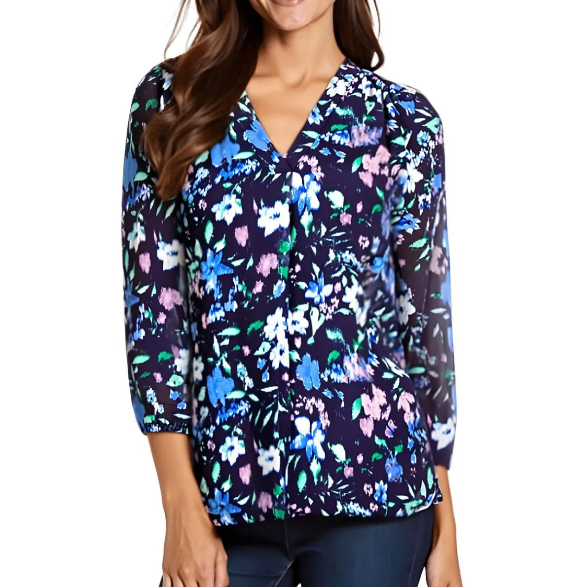 Petites Printed Chiffon Tunic Top