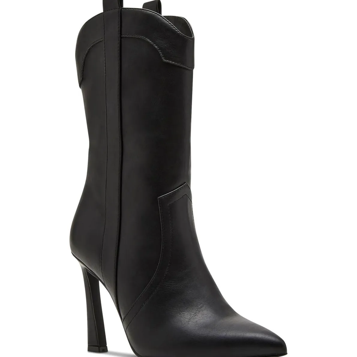 River Solid Faux Leather Mid-Calf Boots
