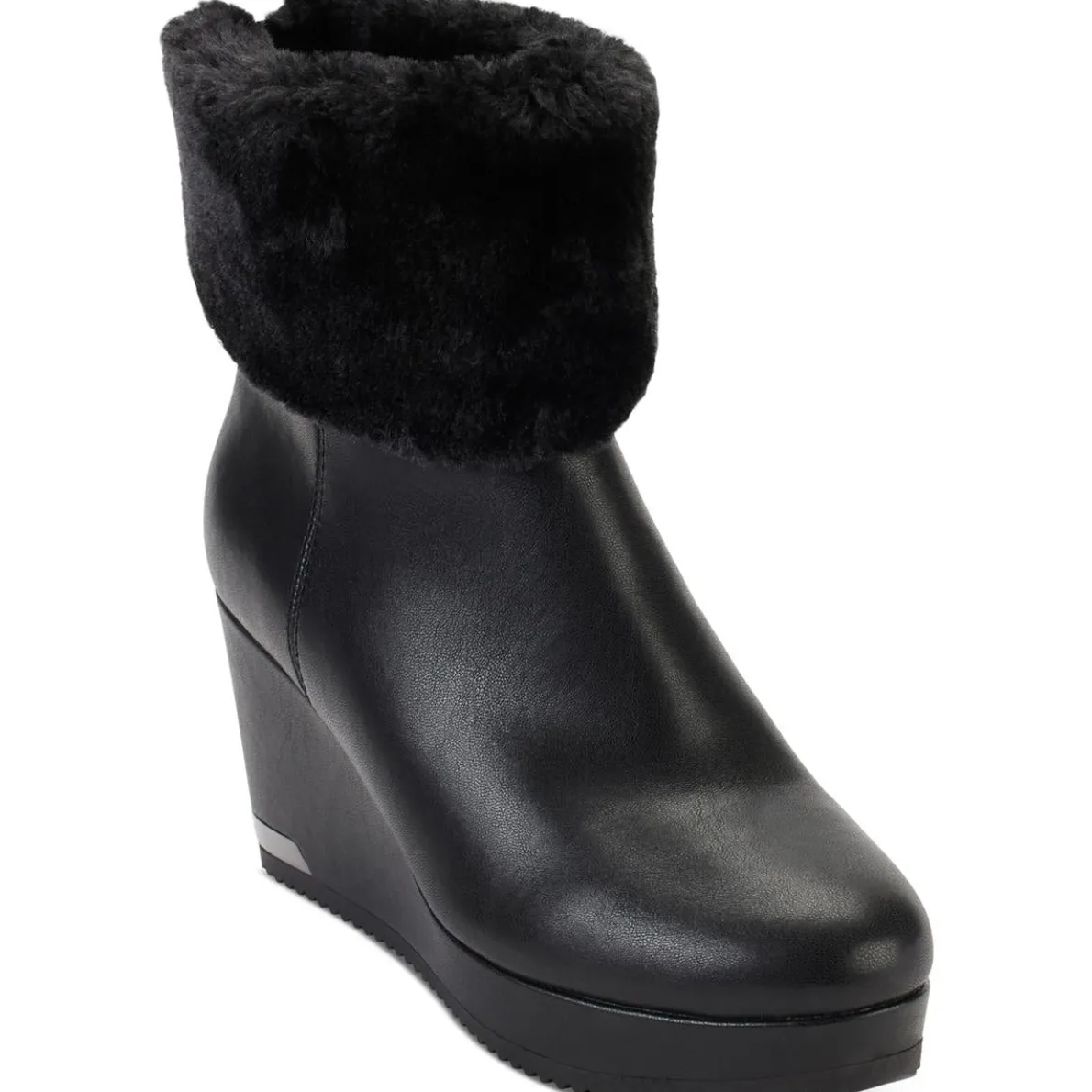 Nadra Faux Leather Faux Fur Wedge Boots
