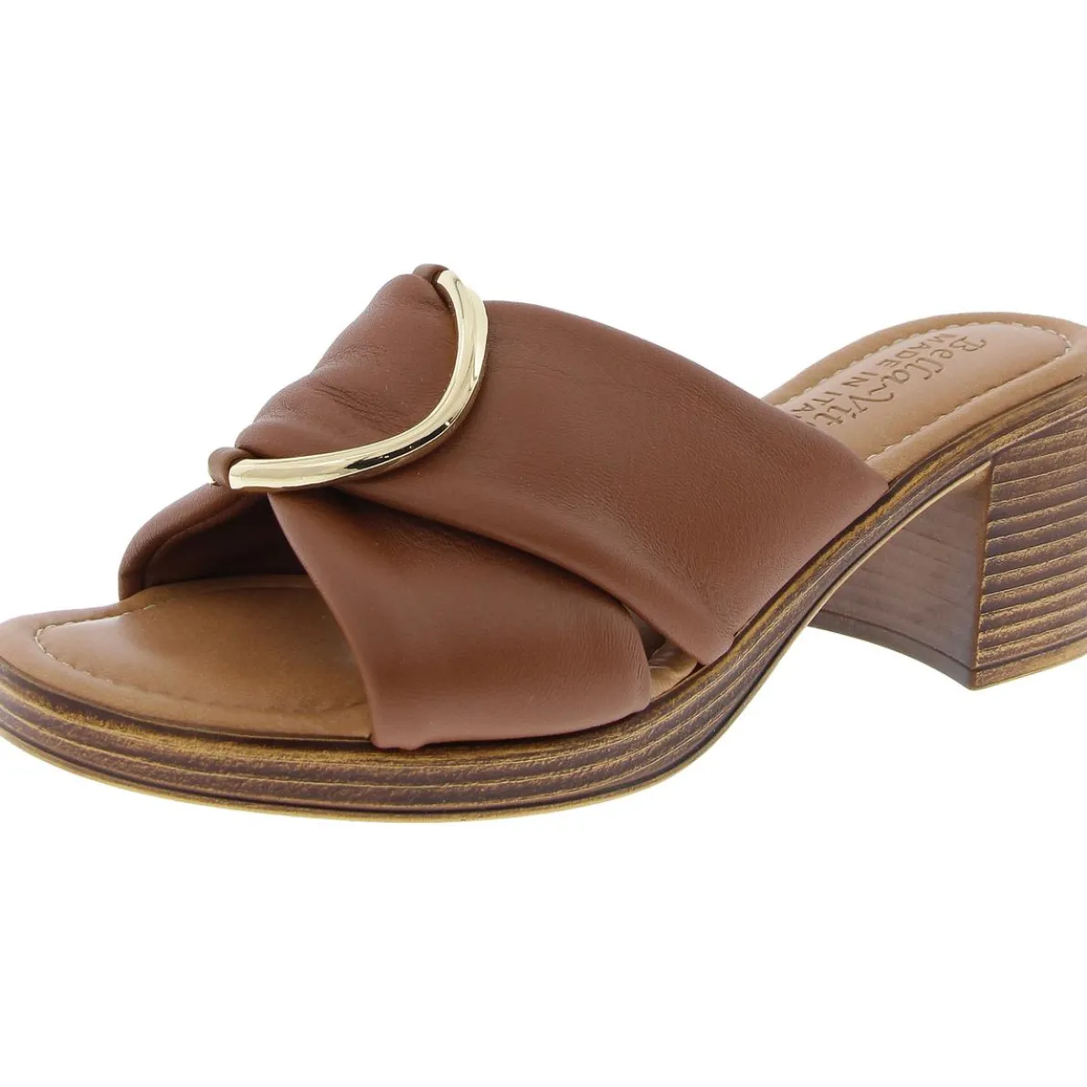 Buckle Leather Slide Sandals