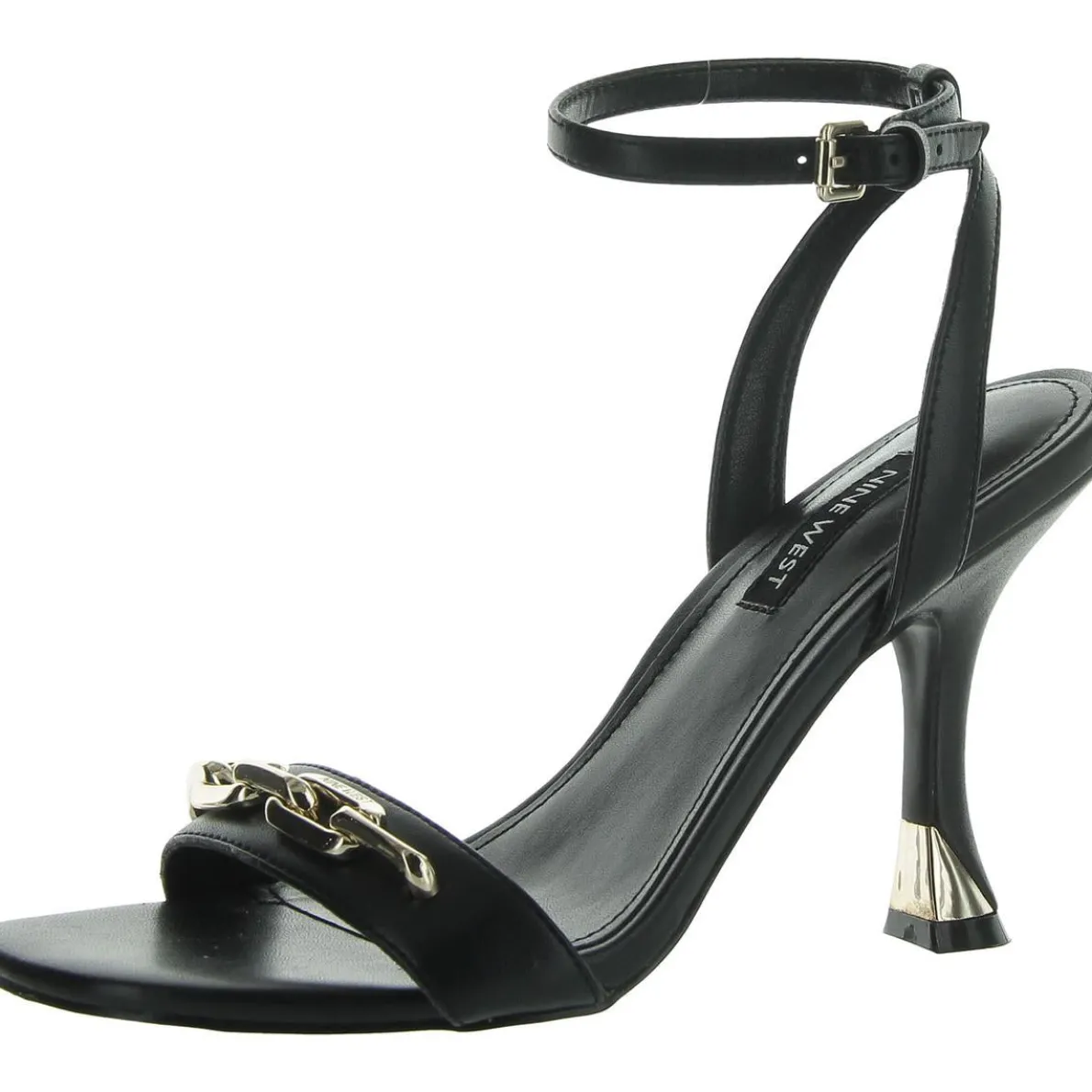 Neela Faux Leather Metallic Ankle Strap