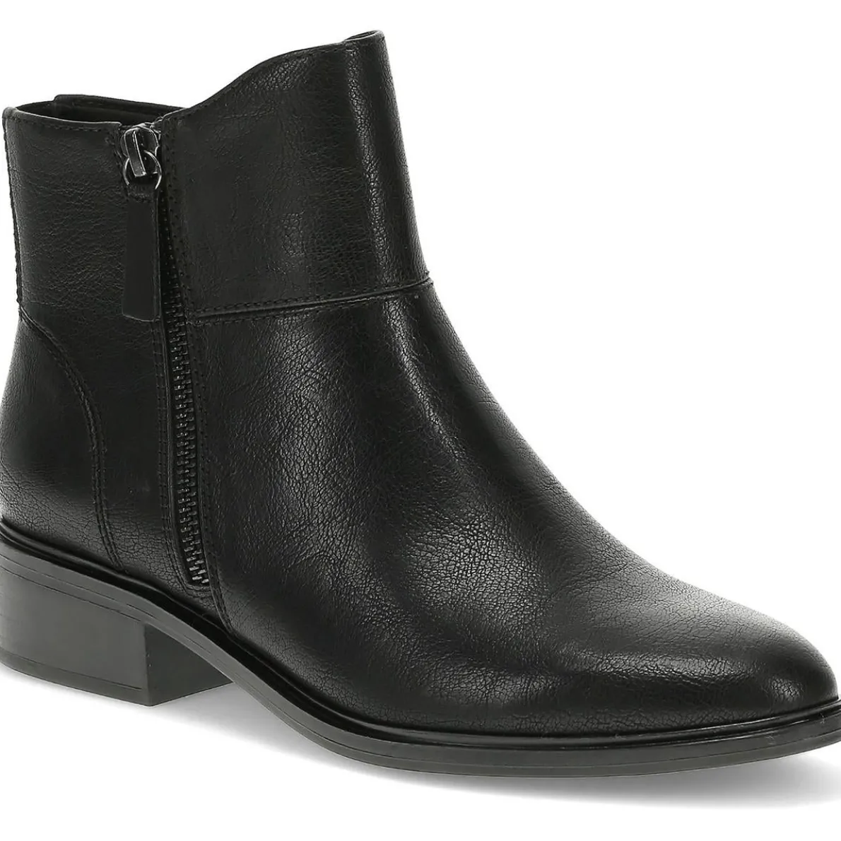 Alona Double Zipper Faux Leather Ankle Boots