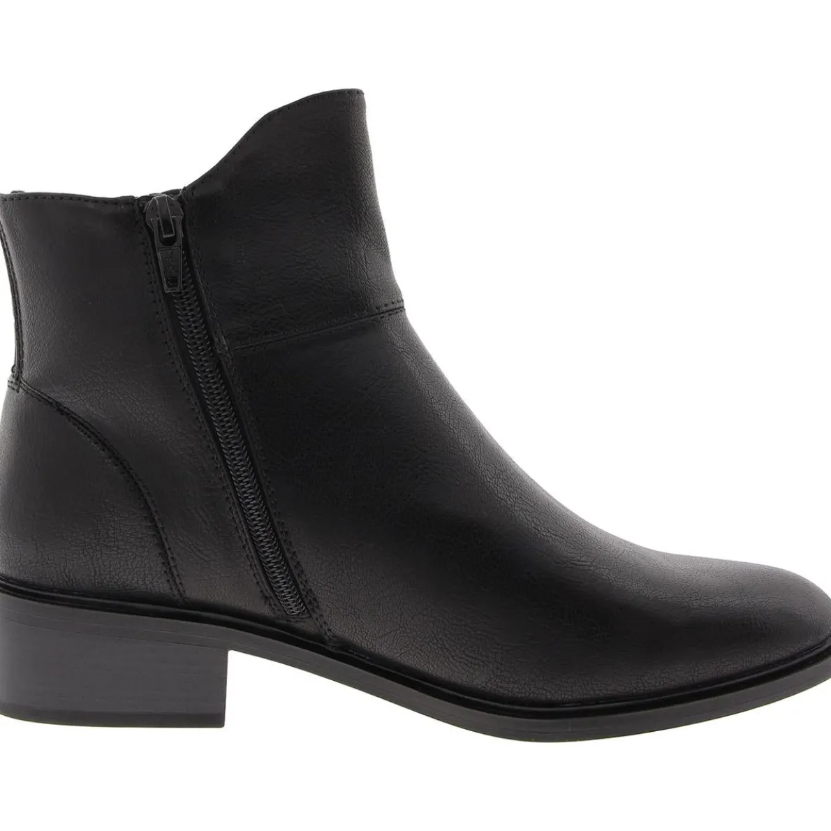 Alona Double Zipper Faux Leather Ankle Boots