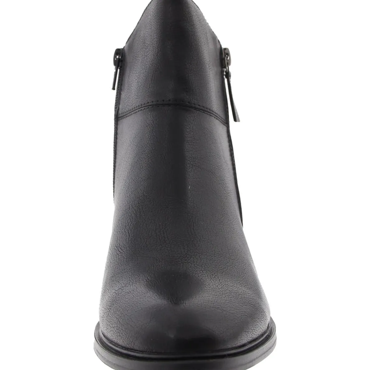 Alona Double Zipper Faux Leather Ankle Boots