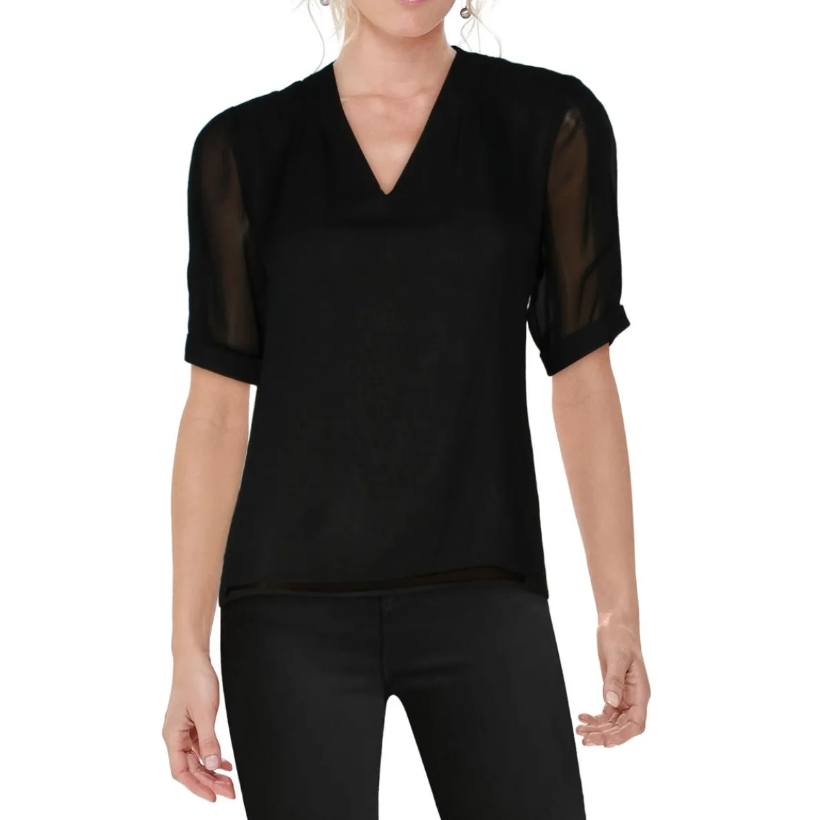 Lightweight Rolled Sleeves Pullover Top