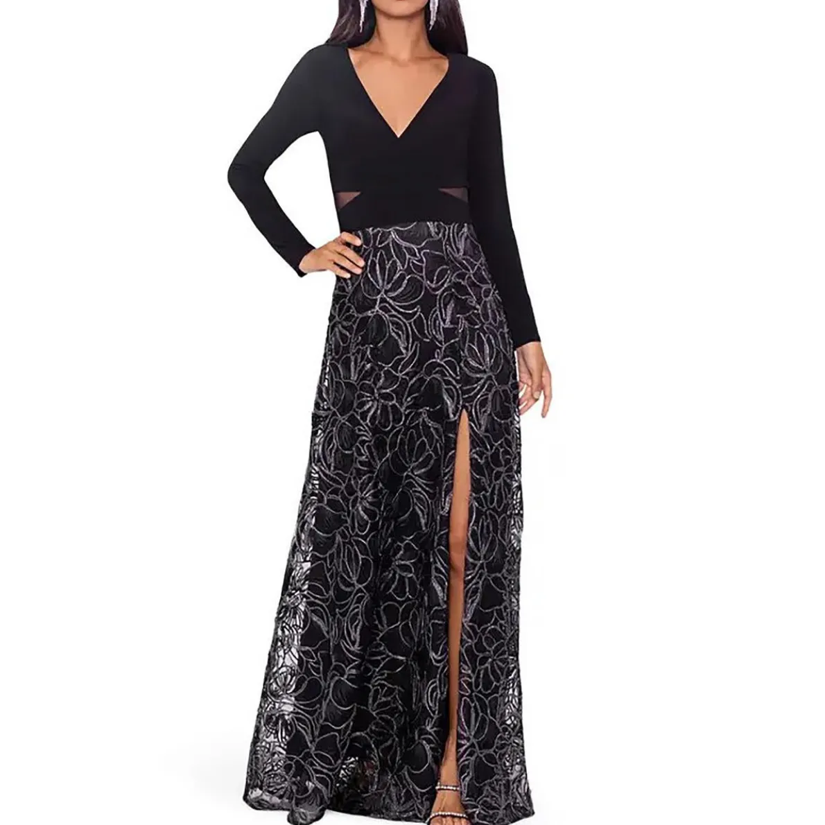 Metallic Matte Jersey Evening Dress