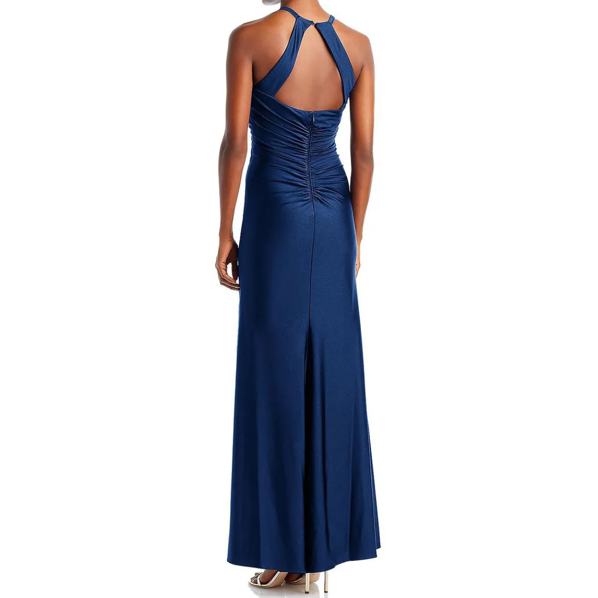 Ruched Halter Evening Dress