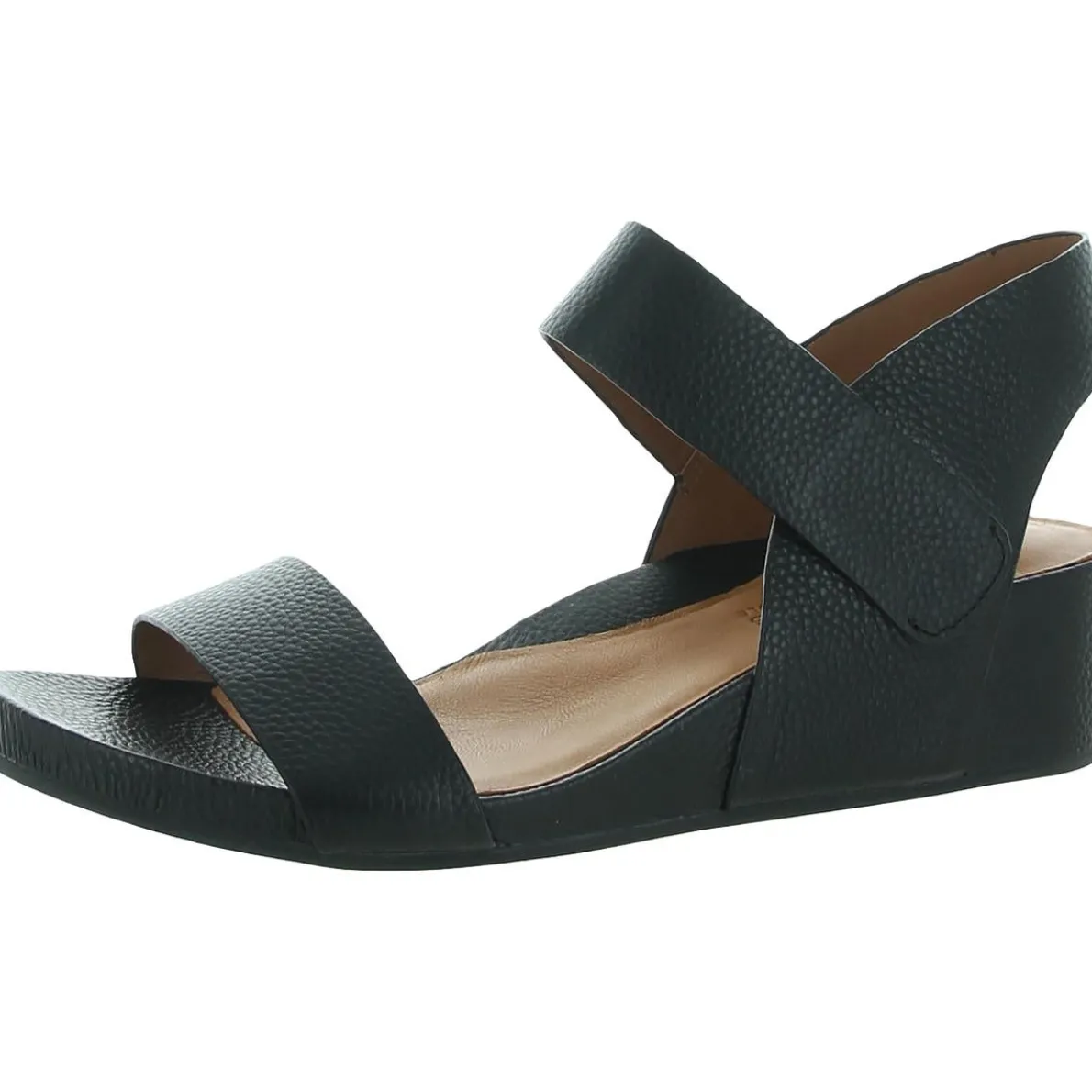 Gisele Two Band Leather Wedge Sandals