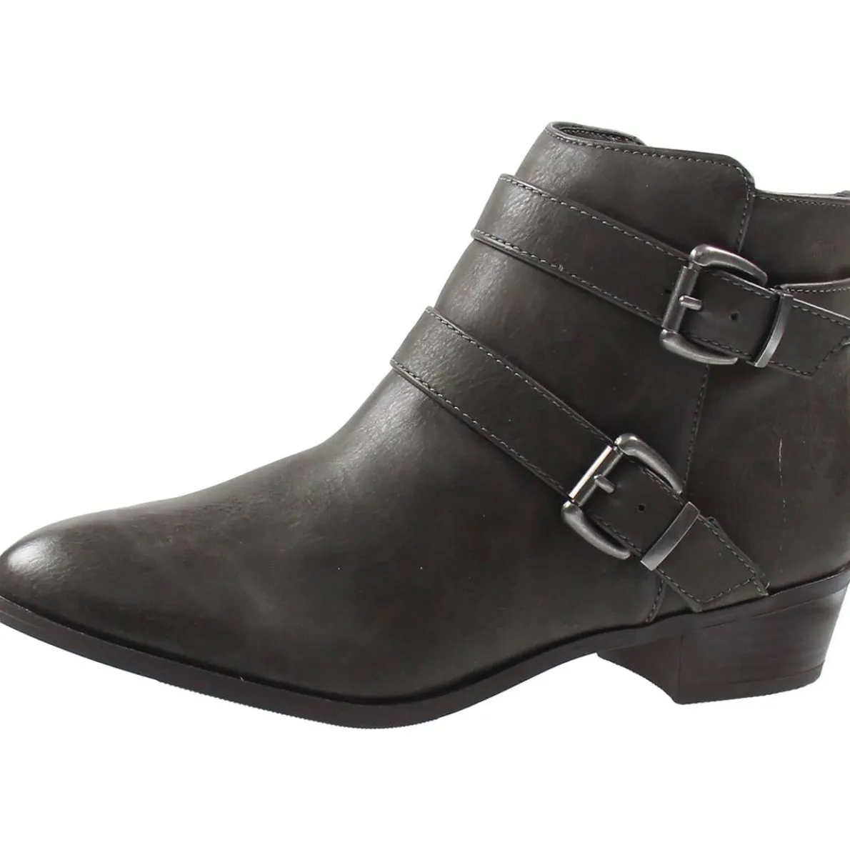 Cady Buckle Faux Leather Ankle Boots