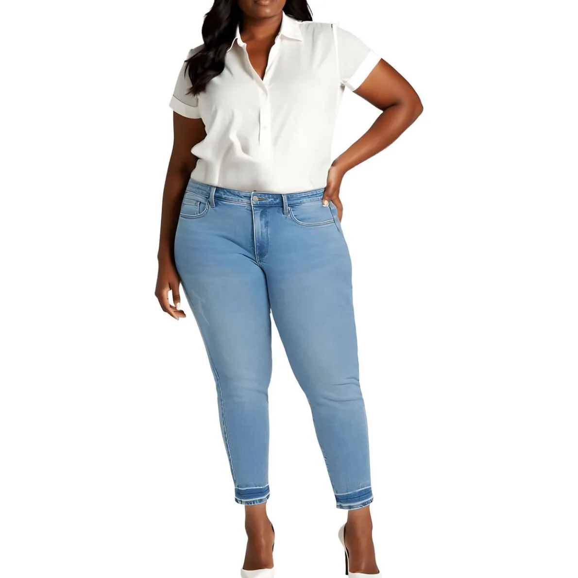 Plus Sheri Stretch Denim Ankle Jeans