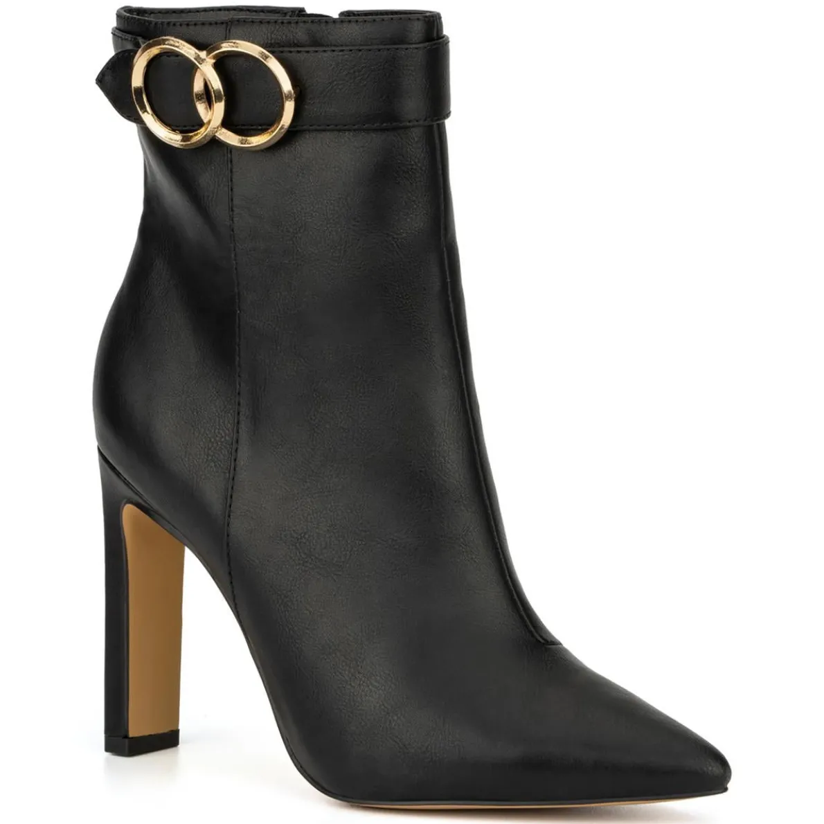 Faux Leather Pointed Toe Ankle Boots